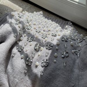 ASOS pearl and beads turtle neck wool sweater US 2